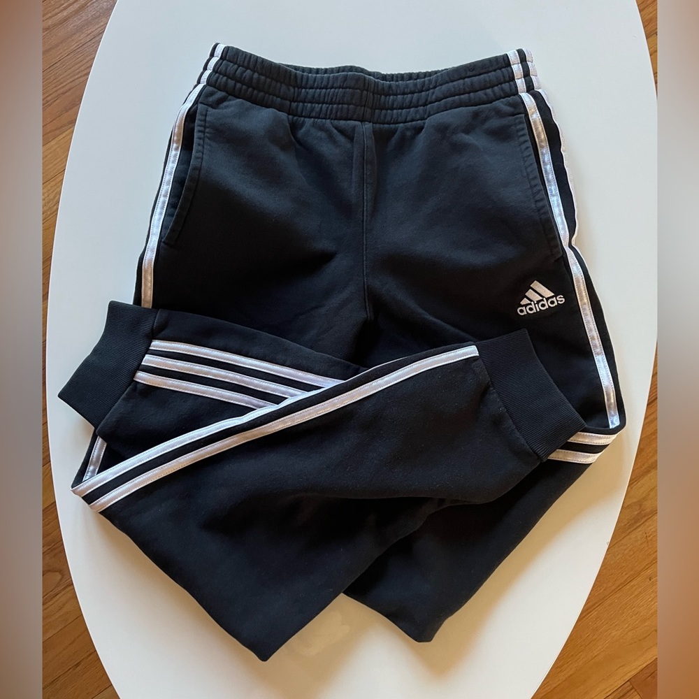 Adidas  black 3-stripes sweatpants for boys